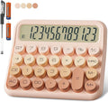 Mechanical Calculator 12 Digit Extra Large 5-Inch LCD Display, DECKLIT Battery Desk Calculator, Big Buttons Easy to Press Office Calculators Desktop, 15°Tilt Screen for Kids Calculator(Gradient Pink)